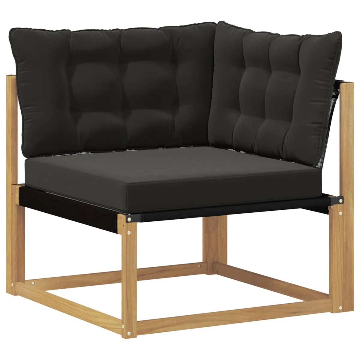 Outdoor-Sofagarnitur 5-teilig Weiß Schwarz wetterfestes Massivholz Möbelset für Garten Balkon Terrasse modulare Sitzgruppe für 4 Personen mit Tisch und Rückenlehnen