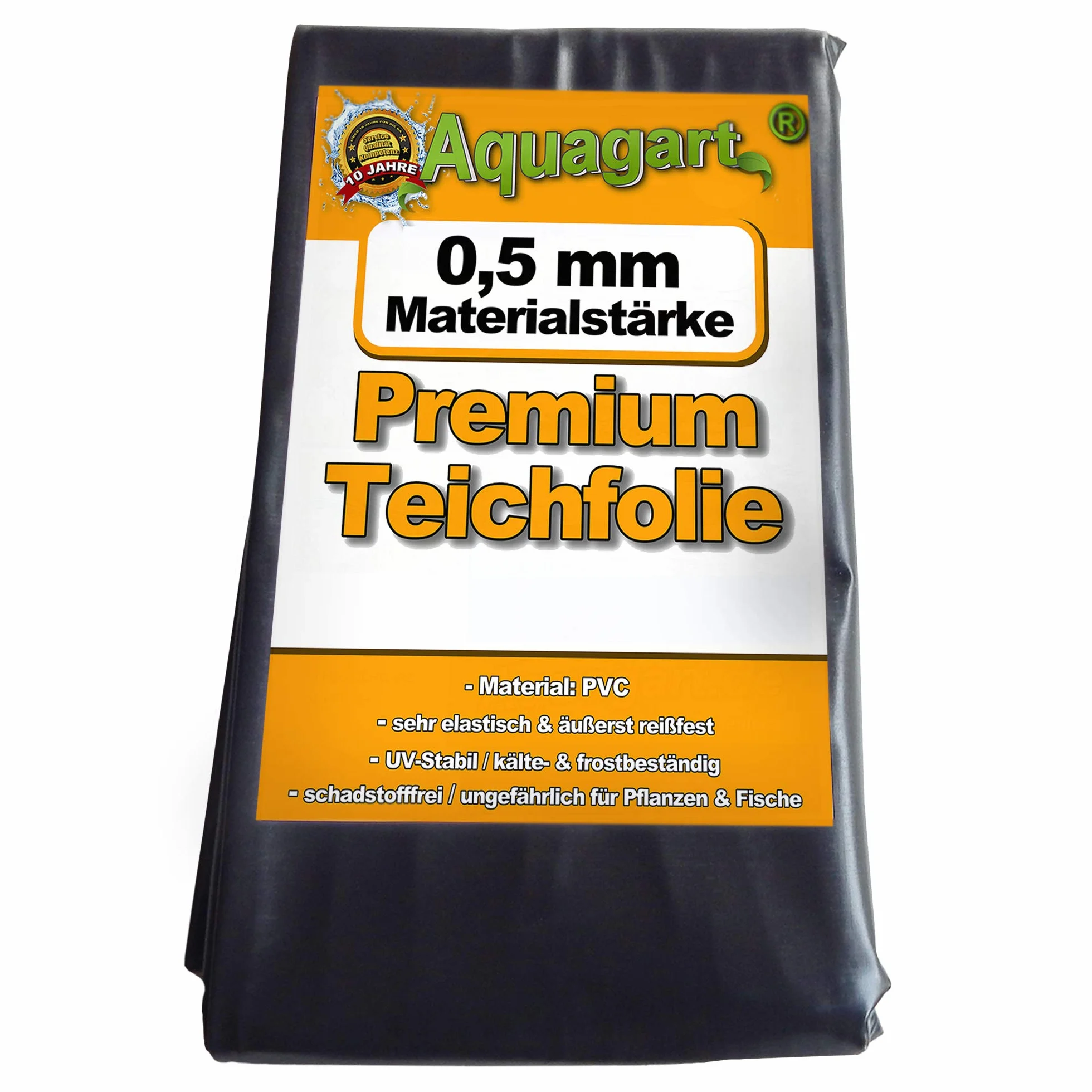 Hochwertige PVC Teichfolie 0,5mm Stärke 7m x 6m I Fisch und Pflanzenfreundlich, UV- und witterungsbeständig I Schwimmteich Folie Gartenteich Teichplane schwarz I Aquagart Garten- und Teichzubehör