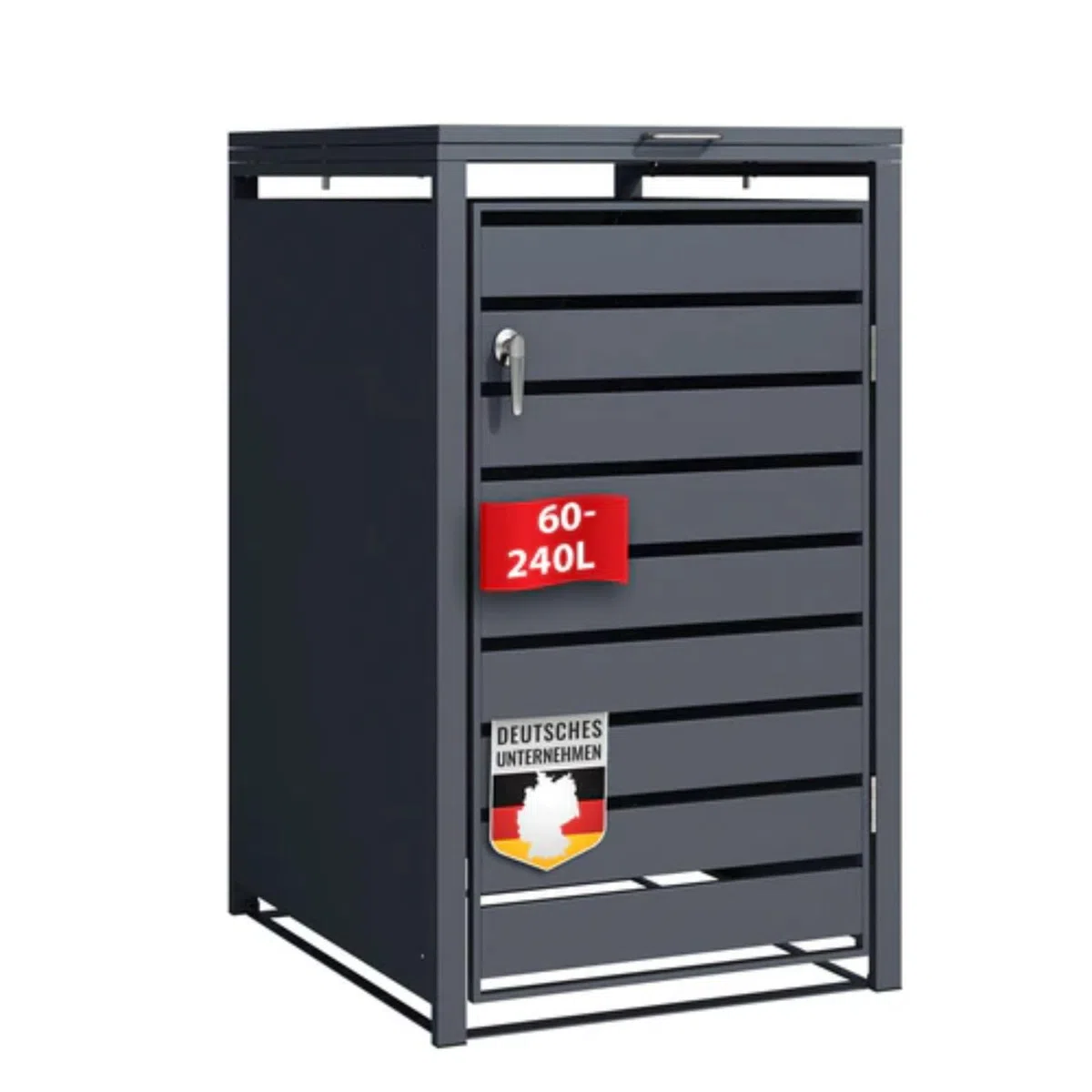 Floordirekt Mülltonnenbox 1er Mülltonne für 60-240 L - Anthrazit - inkl. Erweiterungsmöglichkeit - Mülltonnenverkleidung, 1 Tonne, Garten Müllhaus, Müllbox, Magnus