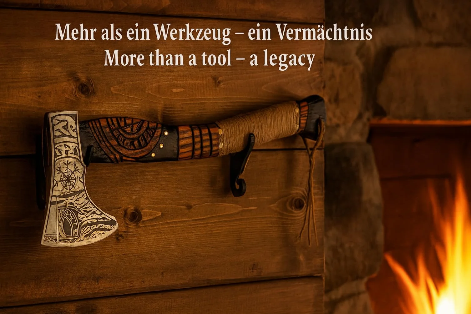 Ragnar Axe with 20 Inch Engraved Ash Handle and Etched Carbon Steel Blade - from NovaHaven