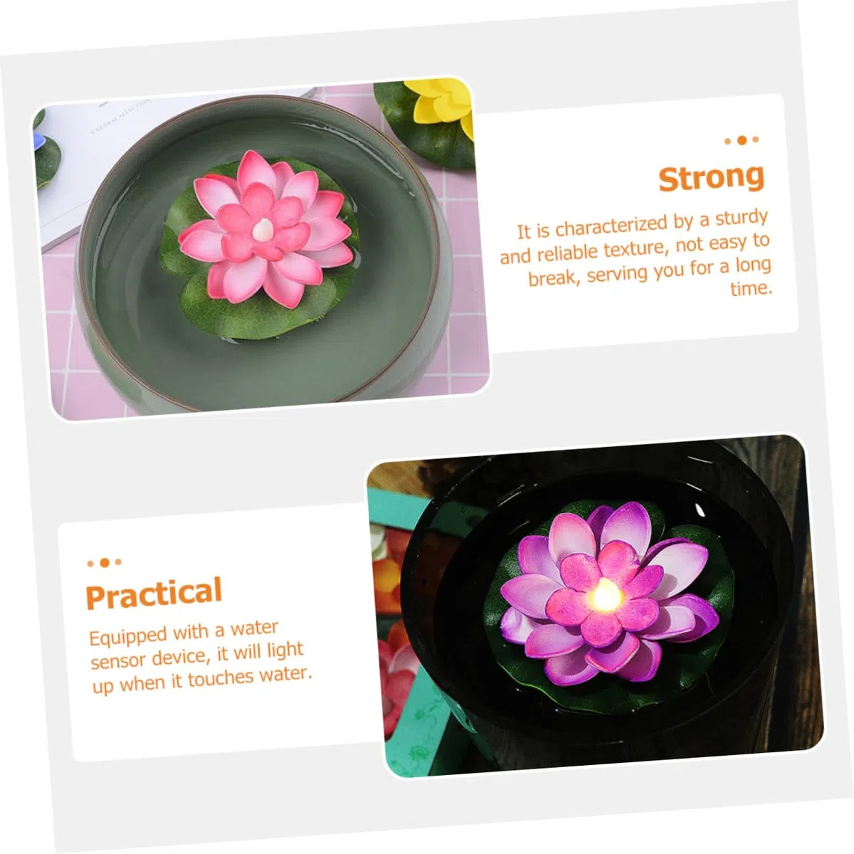 7 Sätze Lotus Schwimmende Wasserlampe Solar Wasserbrunnen Teichbelüfter Pool Skimmer Netz Brunnen Teiche Solar Teichbrunnen Wasserbrunnen Outdoor Solar Aquarium 6 Stück * 7