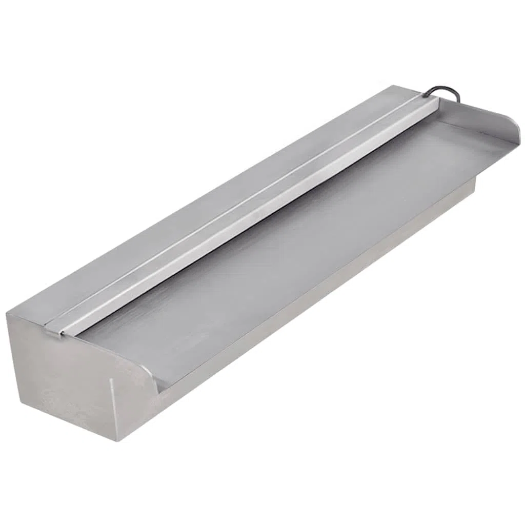Edelstahl Pool Fontäne mit LED Beleuchtung 45 cm Rechteckig für Teich und Pool Wasserspiel