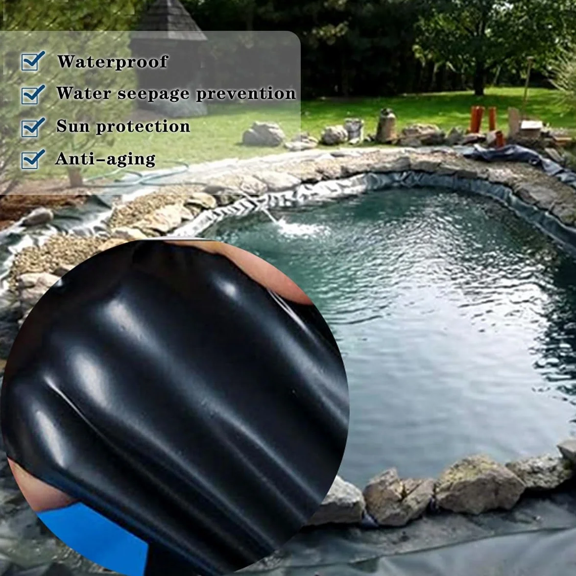 HDPE Teichfolie, reißfest, schwarz, für 800 x 900 cm Teiche, Anti-UV-Unterlage, 600 x 1000 cm