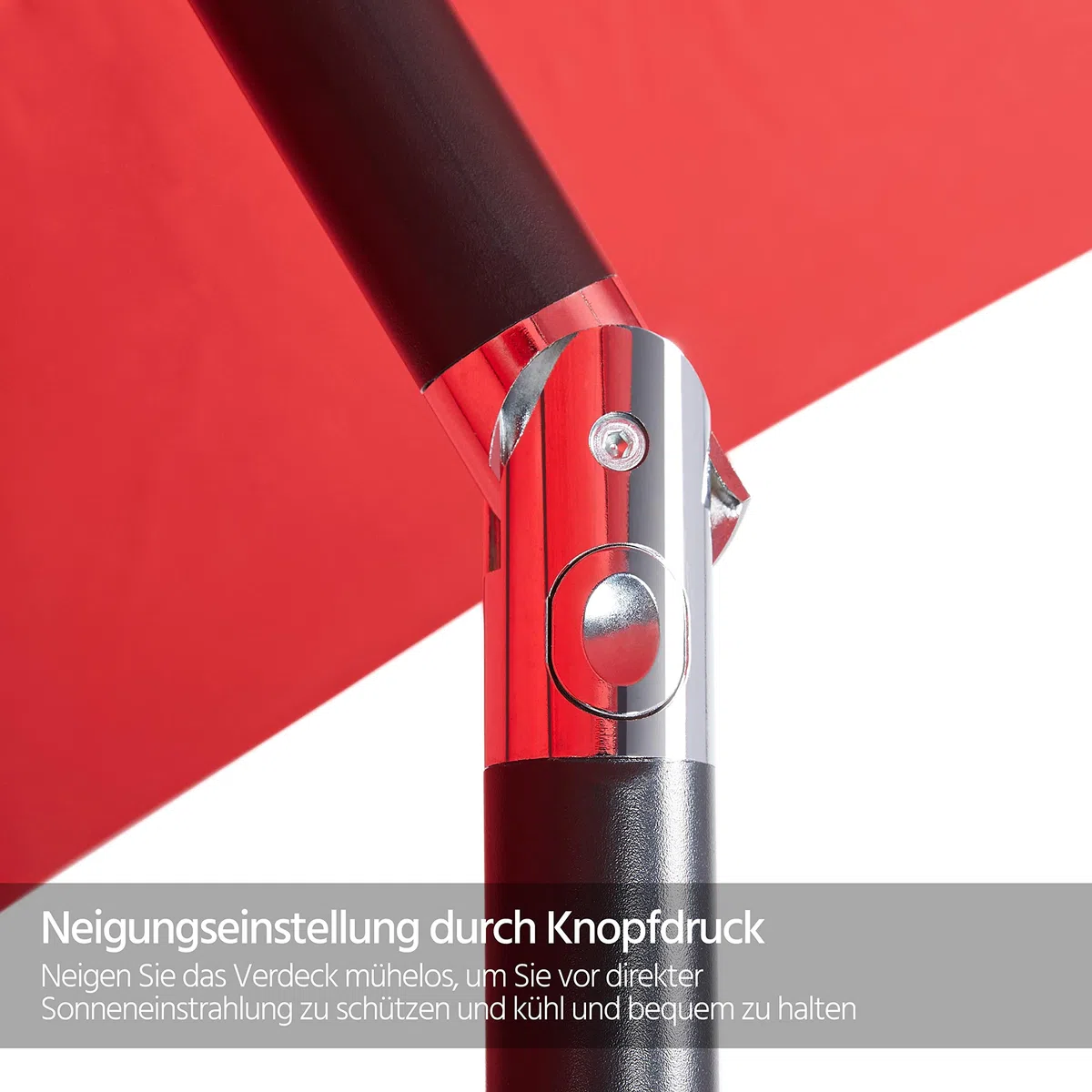 Yaheetech Sonnenschirm Ø 270cm Rund Balkonschirm mit Kurbel, Rot | Terrassenschirm mit 8 Rippen, Neigungsverstellung & Stabilen Metallstreben für Sonnenschutz für Balkon/Terrasse/Markt/Garten