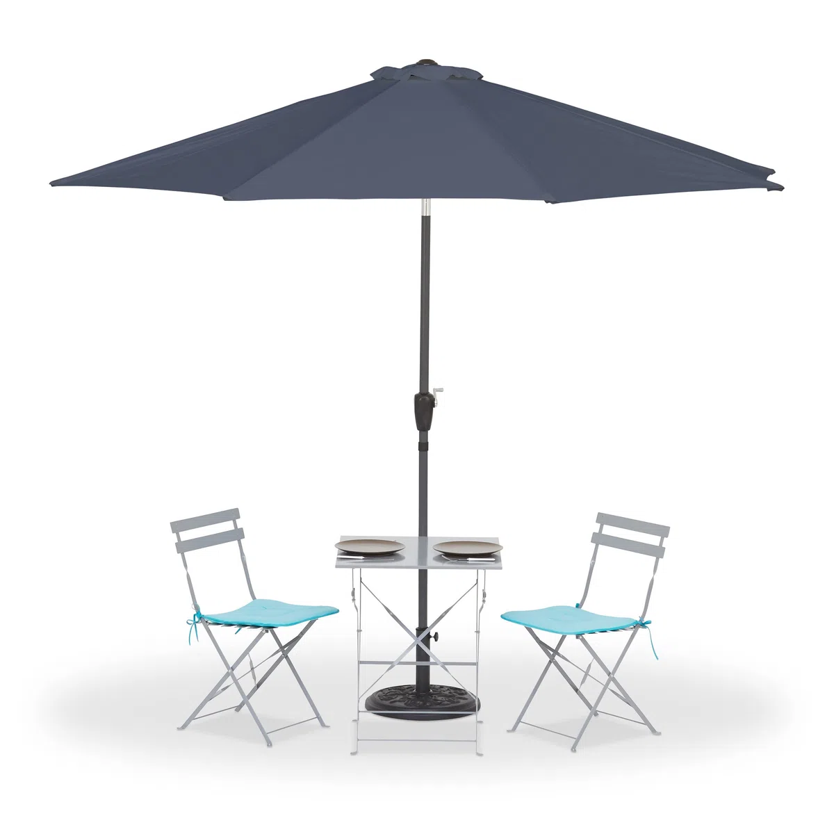 Relaxdays Sonnenschirm, Ø 300 cm, knickbar, mit Kurbel & Schutzhülle, runder Gartenschirm, Balkon, Terrasse, anthrazit