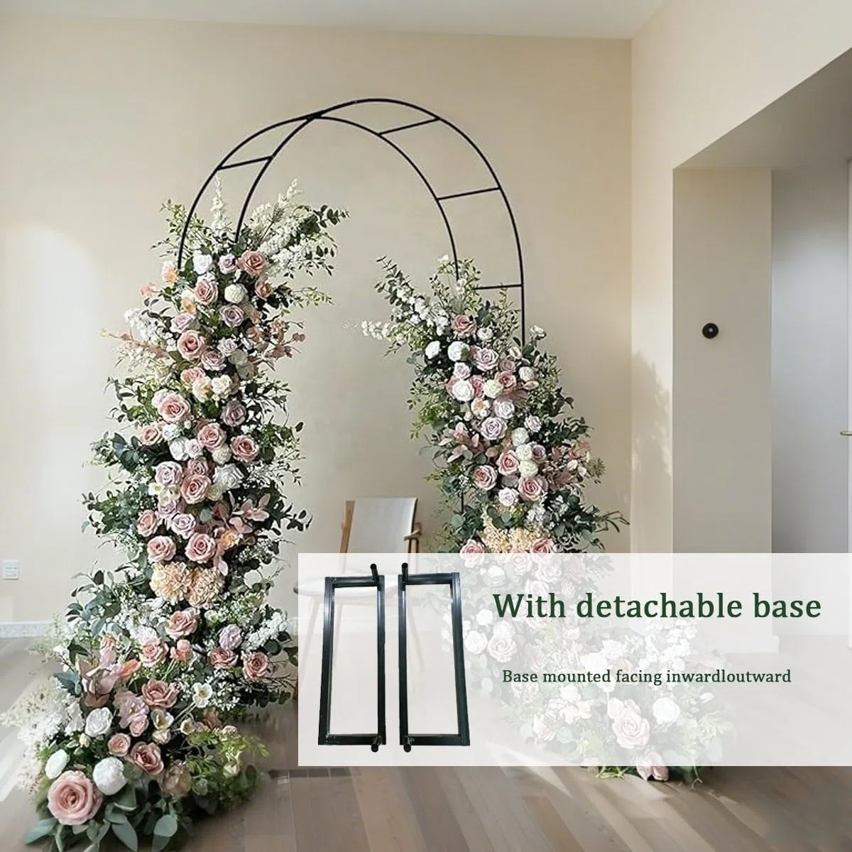 Robuster Metall-Gartenbogen für Kletterpflanzen, verstellbares Pergola-Rankgitter (120 x 220 cm), Gartendekoration, Outdoor-Zeremonie, Struktur, Gartentor