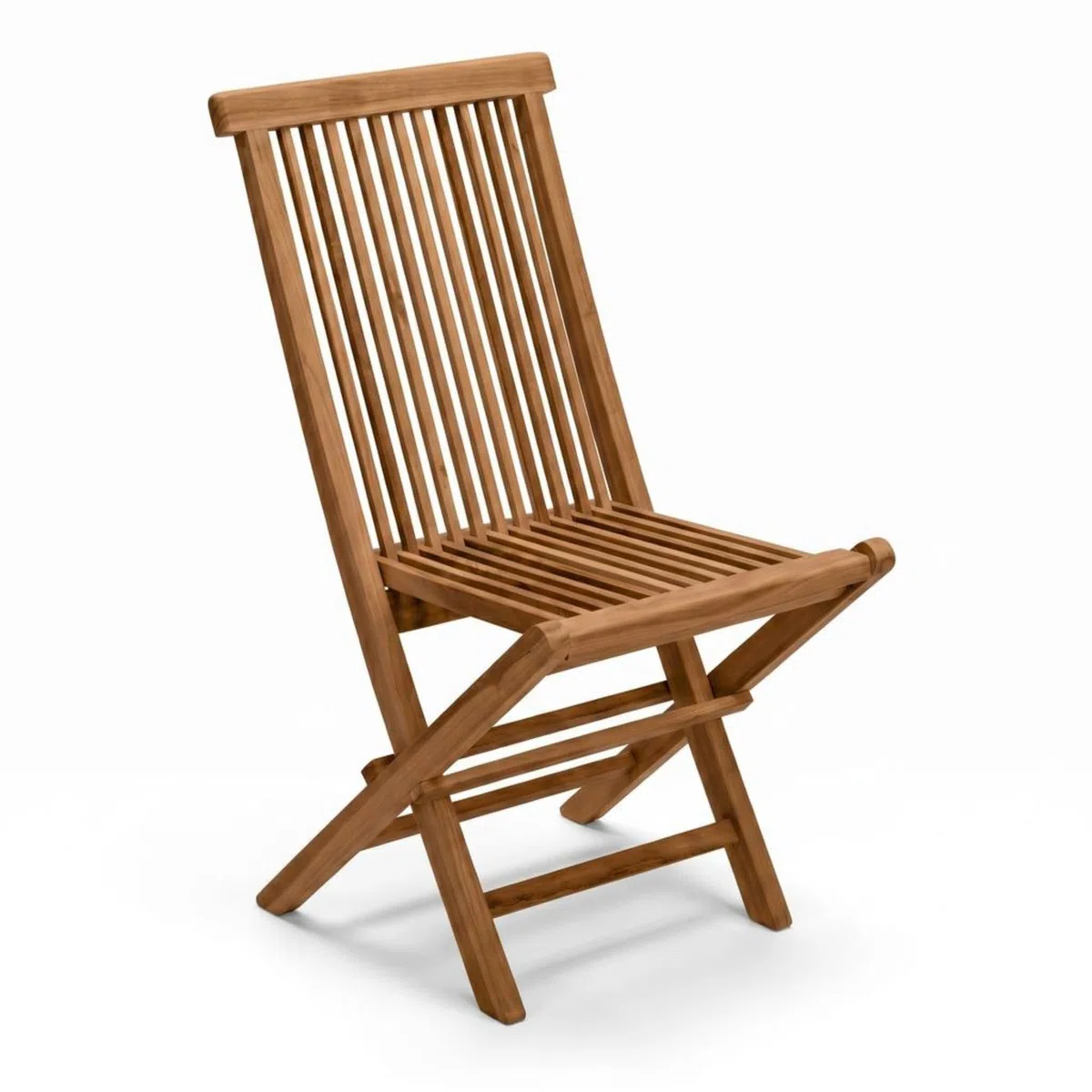 SAM Premium Klappstuhl Menorca, Balkonstuhl Teakholz massiv lackiert, klappbarer Gartenstuhl ohne Armlehnen bis 150 kg, wetterfest für Garten Terrasse Balkon Wintergarten Outdoor, Unikat
