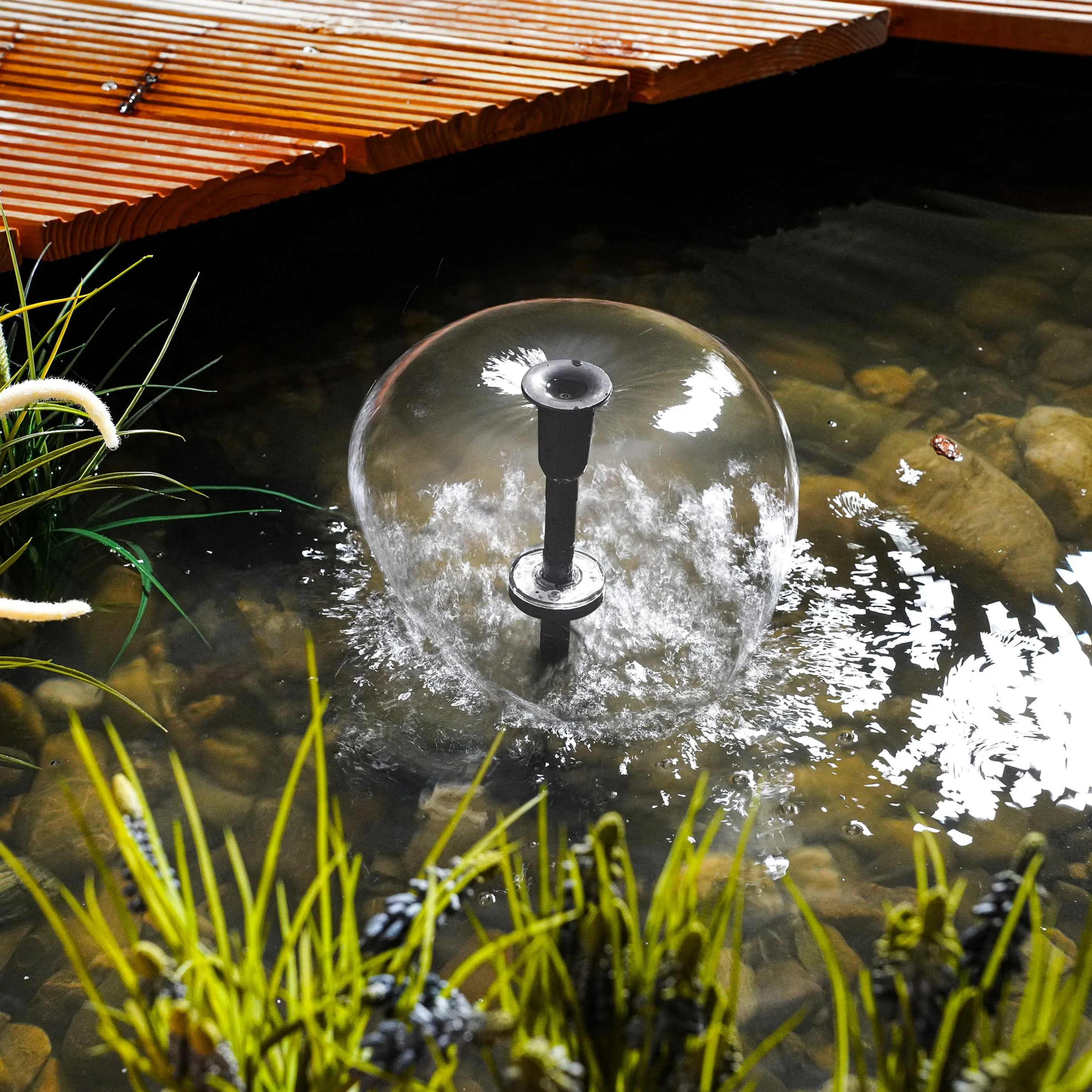 esotec Solar LED Teichpumpenset 8 400 LED, LiFePo4 Akku, Sprinklerpumpe 400/h, Erdspieß, Solarmodul 8W, Solarbrunnen Gartenteich, Wasserspiel Springbrunnenpumpe, Komplettset, außen 101936