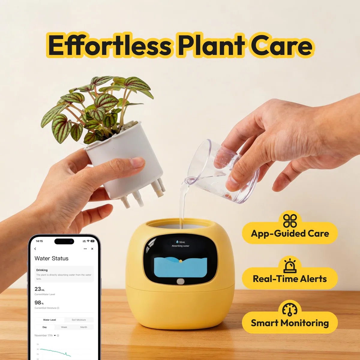 PLANTSIO Ivy Interaktiver KI-Schreibtisch-Begleiter, intelligentes Pflanzentier mit über 100 Ausdrücken, niedlicher Indoor-Pflanztopf für Bürodekoration, einzigartiges Geschenk für Pflanzenliebhaber