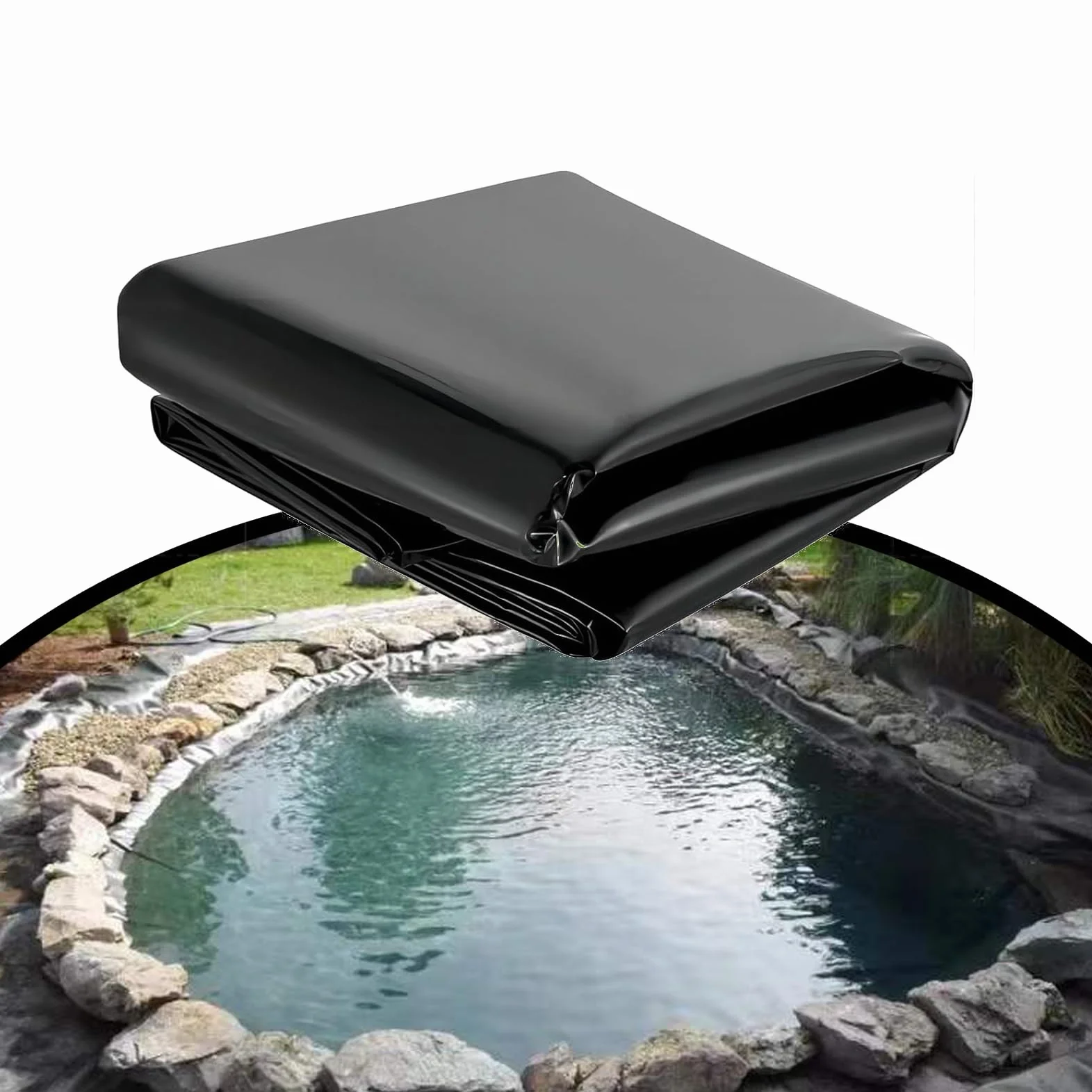HDPE-Teichfolie 6x6m, strapazierfähige Stärke, für Fischteiche, Springbrunnen, Koiteiche, Wasserfälle und als Schutzlösung. Robuste, wasserdichte Auskleidungslösung.