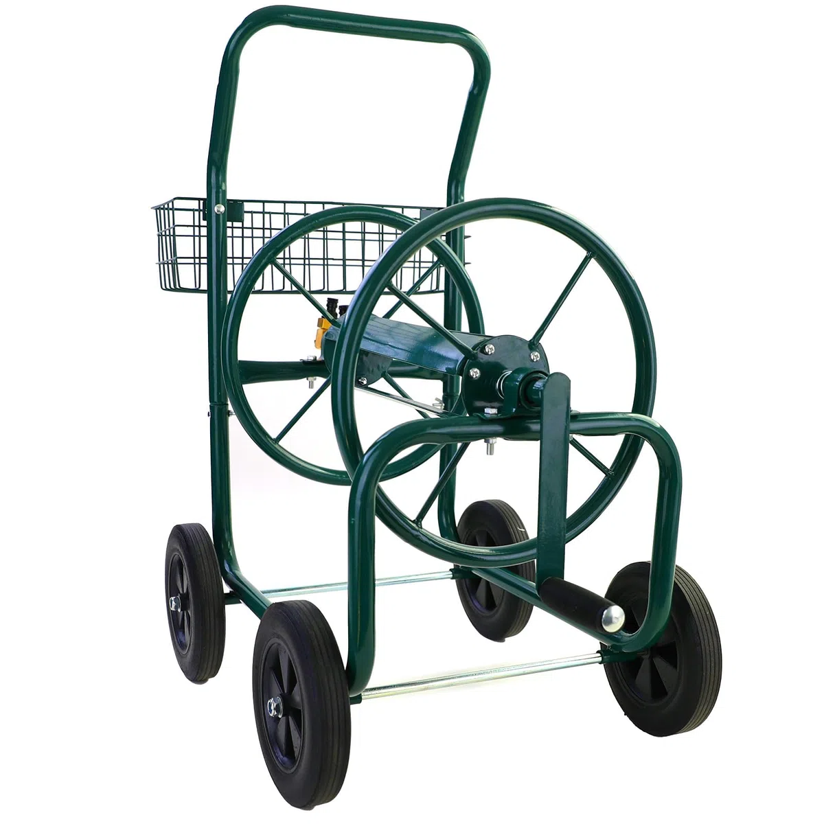 Schlauchwagen Schlauch Handwagen Grün mit Ablagekorb bis 60m Gartenschlauch
