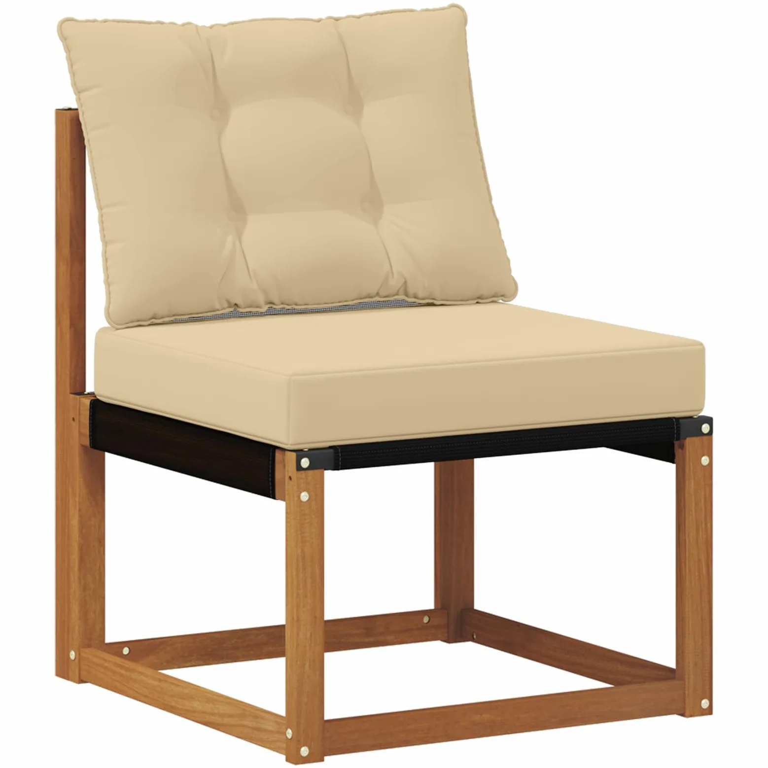 Outdoor-Sofagarnitur 6-teilig, wetterfestes Akazienholz und Textilene, modulare Sitzgruppe für Garten, Terrasse, Balkon, modernes Design, langlebige, Pflegeleichte Sitzmöbel, inklusive Tisch