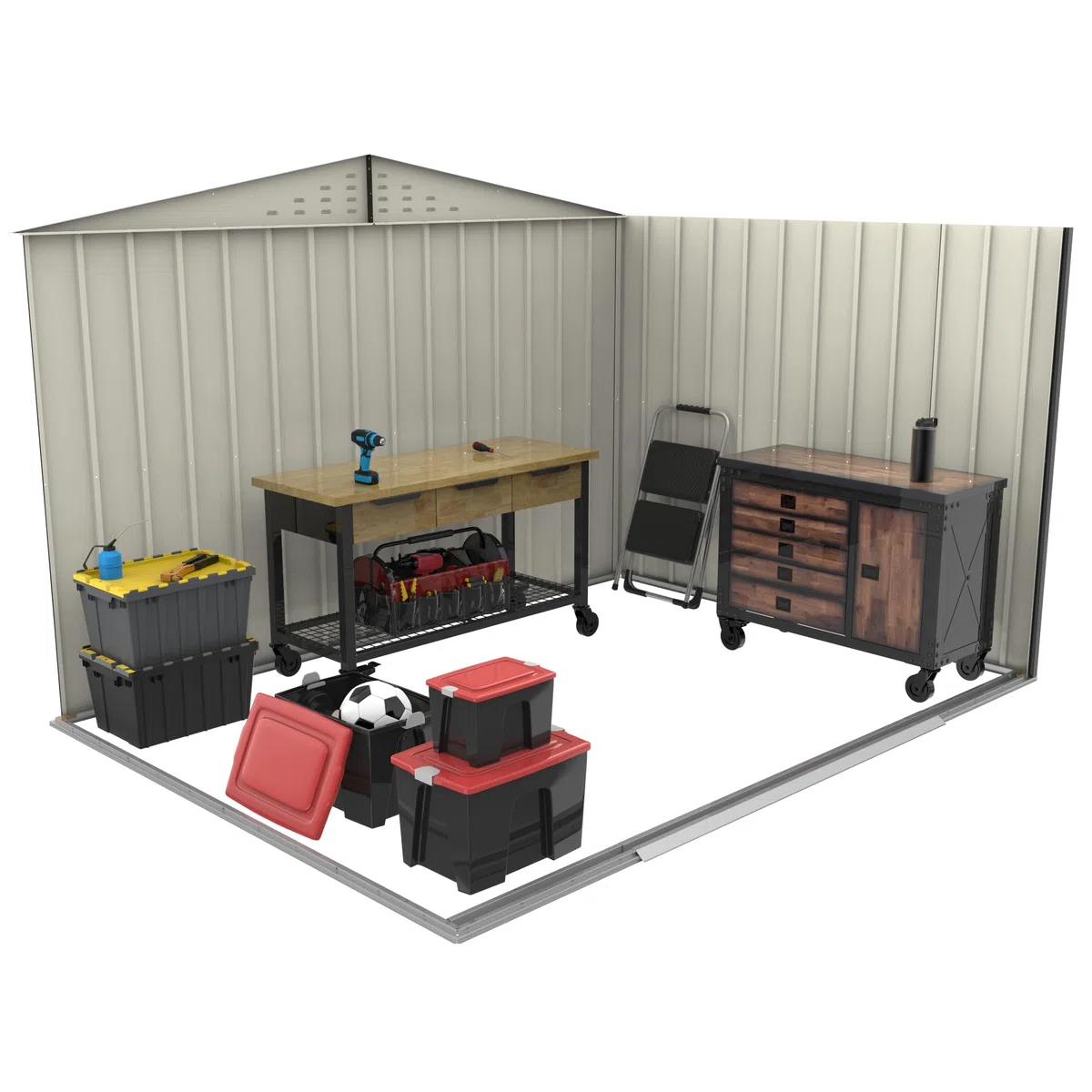 Duramax TOP 10 x 8 (7.28 m²) Metall gerätehaus, hergestellt aus verzinktem Stahl, verstärkte Dachkonstruktion, wartungsfreies und witterungsbeständiges Metallgerätehaus, Geräteschuppen, Anthrazit