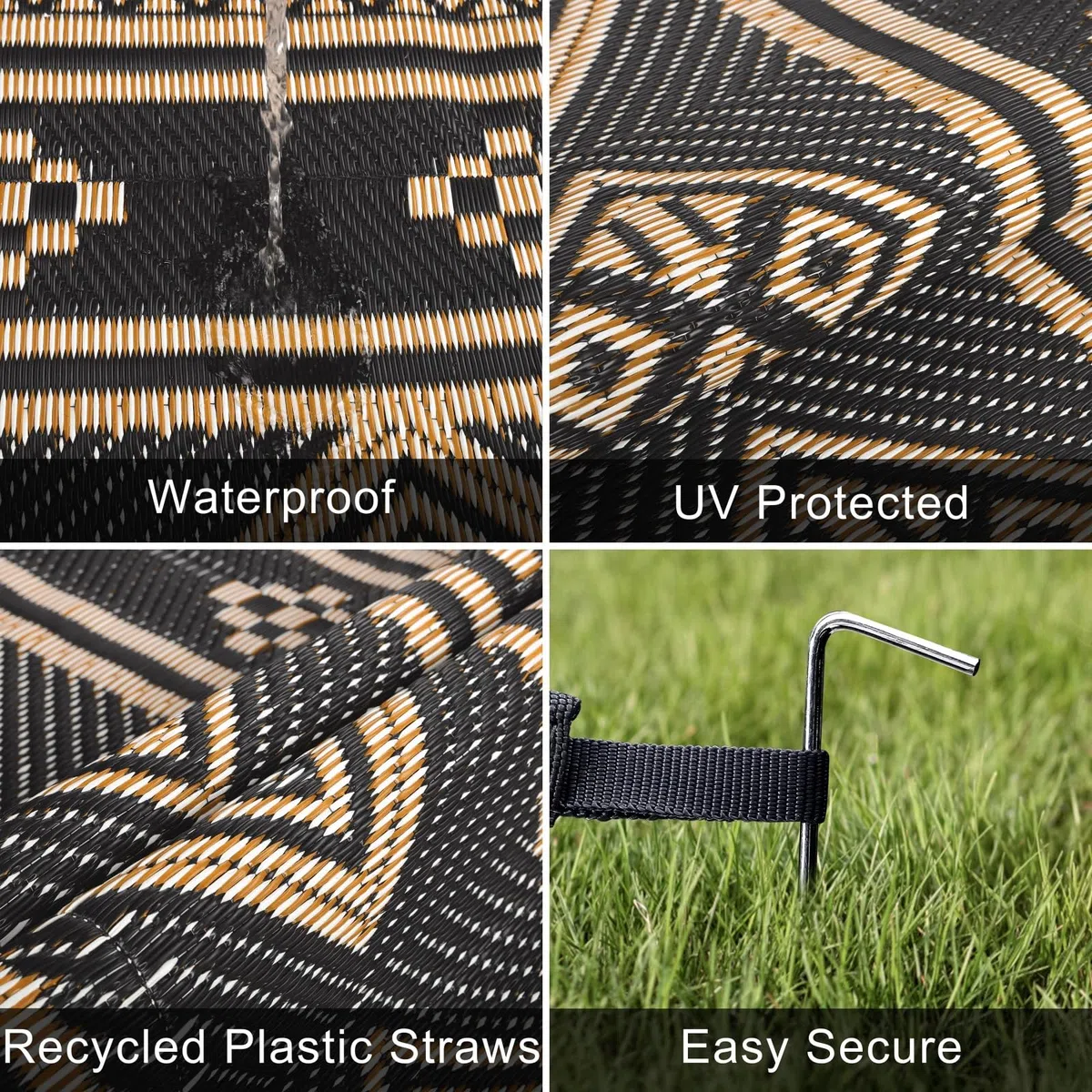 SHACOS Outdoor Teppich Wetterfest 180x270 cm, Kunststoffteppich Picknickdecke Wendbar UV-bestandig Patio Rug Camping Outdoor Teppich für Terrasse Balkon Garten Deck