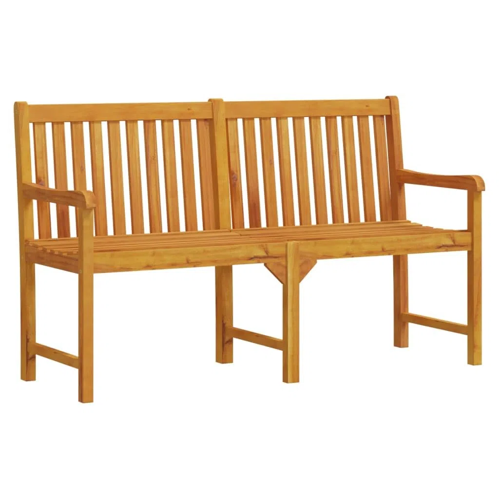 Fengshui Akazienholz Sitzbank 150x55 cm Gartenbank | Massivholz, geölt, wetterbeständig, Armlehnen, Rückenlehne, pflegeleicht