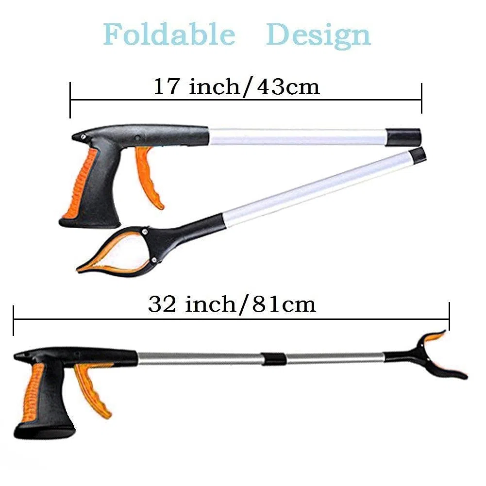 Picking Tools, 81,3 cm Faltbarer Abfallsammler, leichte Greifhilfe aus Aluminium mit drehbarem Gummigreifer, Langer Armverlängerung