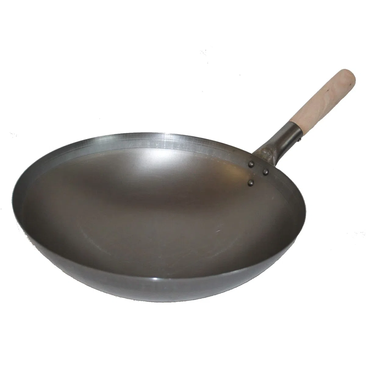 Wok ca. 38 cm Ø runder Boden für Gas, Induktionsmulde, Gastronomie Wokpfanne Carbon Stahl