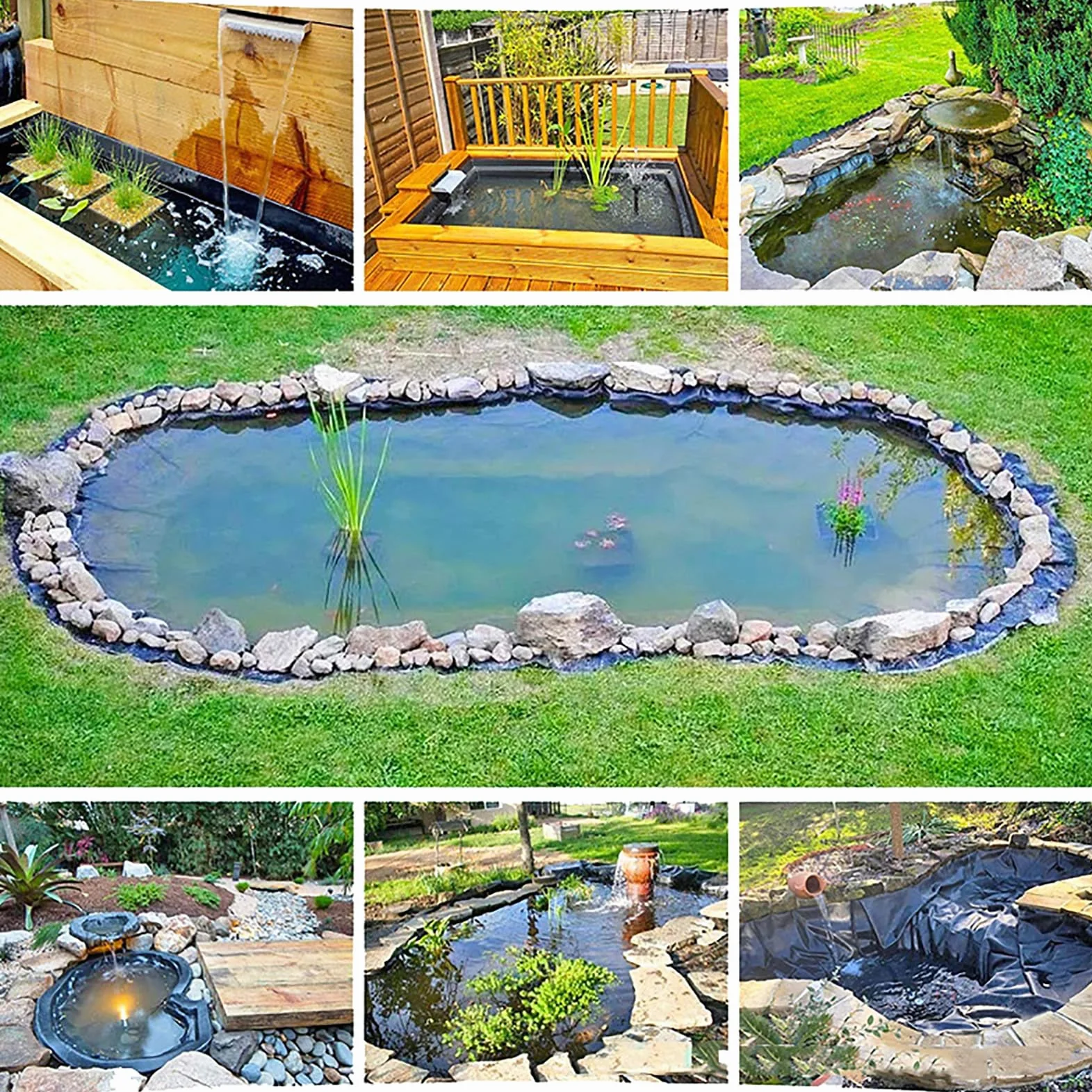 HDPE-Teichfolie 6x6m, strapazierfähige Stärke, für Fischteiche, Springbrunnen, Koiteiche, Wasserfälle und als Schutzlösung. Robuste, wasserdichte Auskleidungslösung.