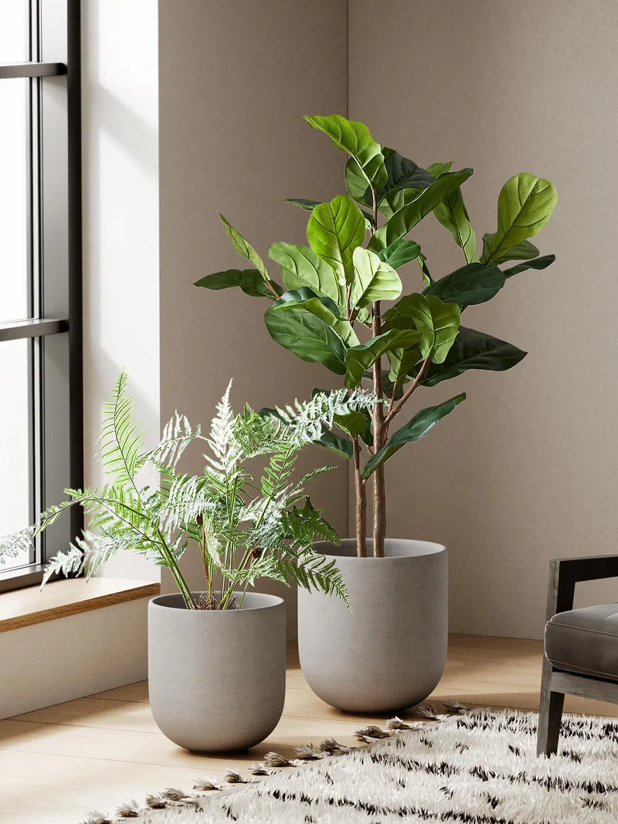 LE TAUCI Übertöpfe Keramik Gross, 30 cm Durchmesser groß Töpfe, Blumentopf für Zimmerpflanzen mit Abflussloch, Flower Planter Pots with Drainage Hole and Plug, Grau