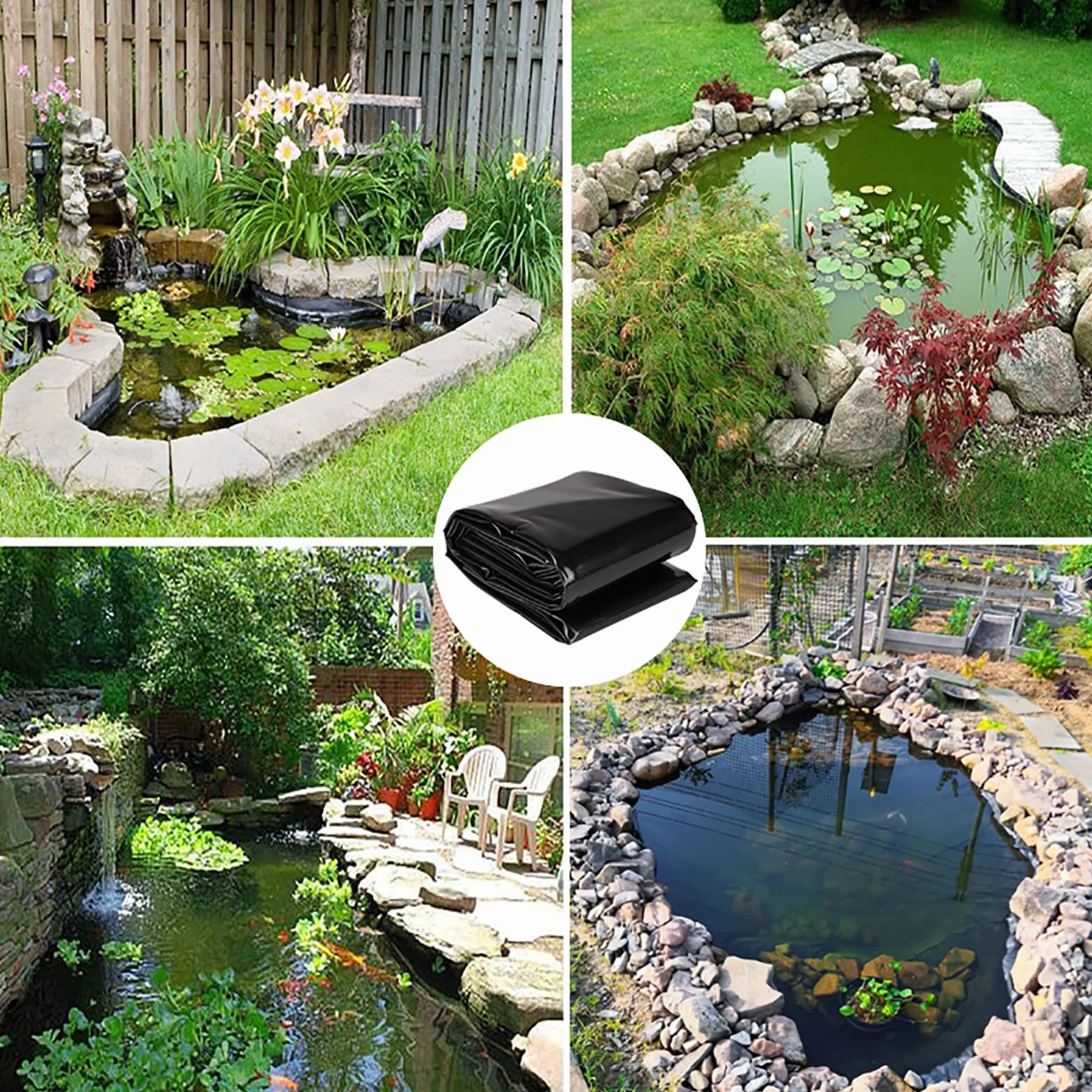HDPE-Teichfolie 6x6m, strapazierfähige Stärke, für Fischteiche, Springbrunnen, Koiteiche, Wasserfälle und als Schutzlösung. Robuste, wasserdichte Auskleidungslösung.