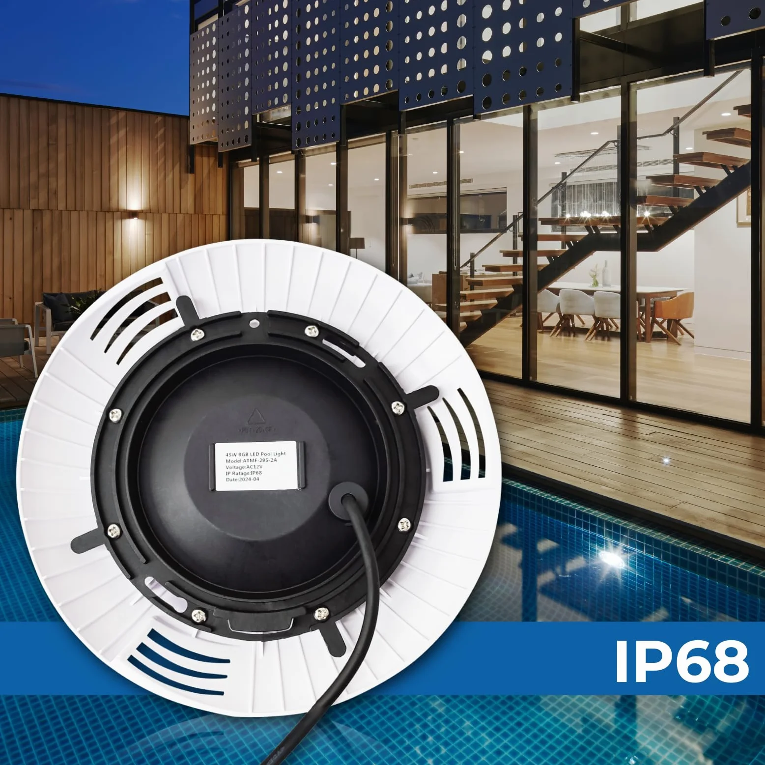 LED ATOMANT 2 LED Poolstrahler 45W RGB IP68 Kabel 2,5m und Fernbedienung