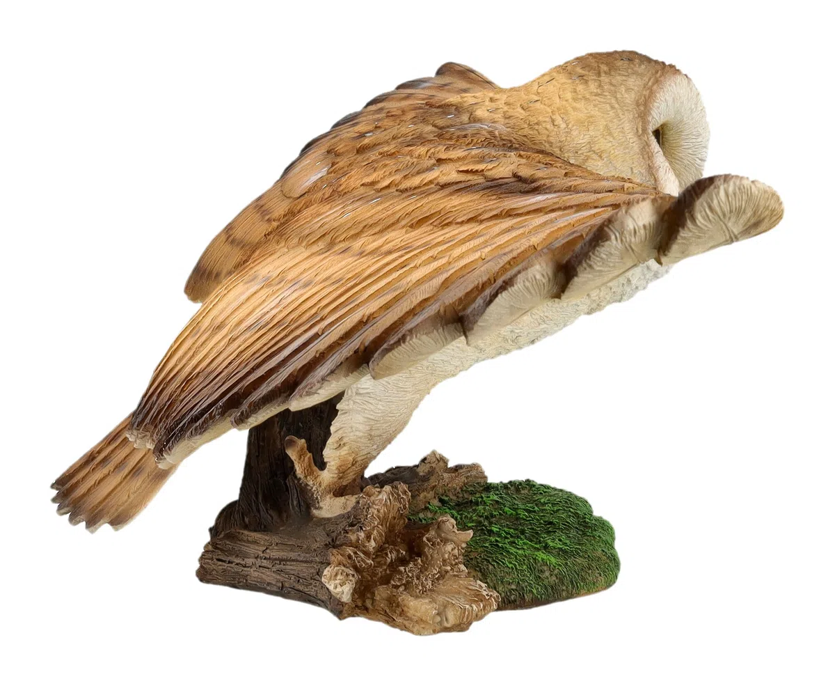 Figuren Shop GmbH Fliegende Schleiereule XXL - Lebensechte Gartenfigur von HotAnt, Handbemalt, 79 cm Breit
