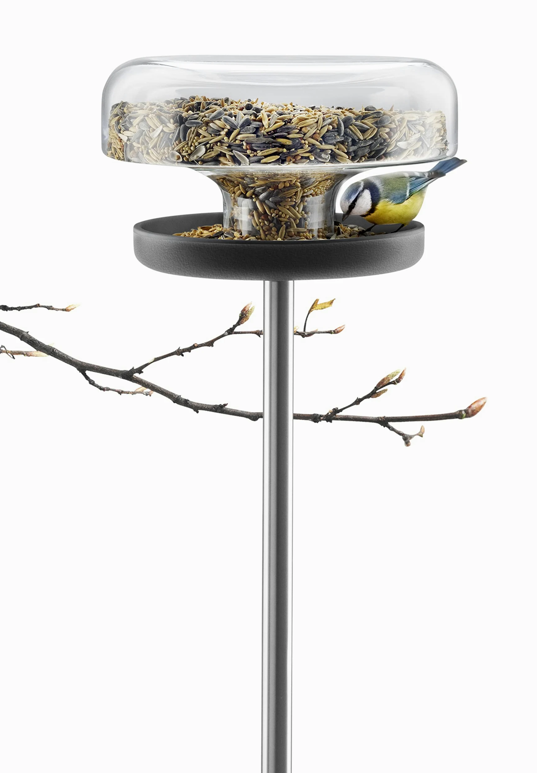 EVA SOLO | Vogelfutterstation | Dosiert das Vogelfutter, um einen Überschuss an Futter zu vermeiden; fasst etwa Zwei Liter Vogelfutter | Black/transparent