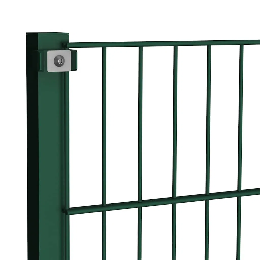Zaunelement mit Pfosten Eisen grün 176,5 x 80 cm wetterfestes Gartenzaun-Doppelstabmatte mit Maschendraht Sichtschutz für Terrasse, Balkon, Vorgarten und Grundstück