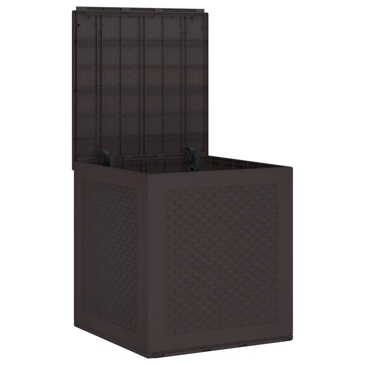 Gartentruhe aus PP Kunststoff Braun 55x53x57 cm Außenlagerbox mit UV-Schutz und texturierter Oberfläche für Terrasse Gartenmöbel Aufbewahrung