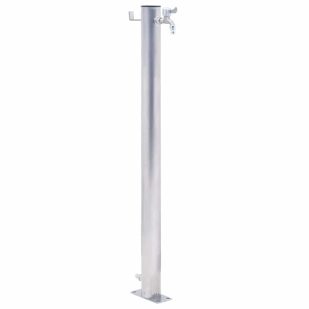 Wassersäule für Garten aus Edelstahl 60 cm mit Wasserhahn, Schlauch und Haken für Bewässerungssystem, Sprenger, Sprinkler, Rasen und automatische Pflanzenversorgung am Balkon und Beet