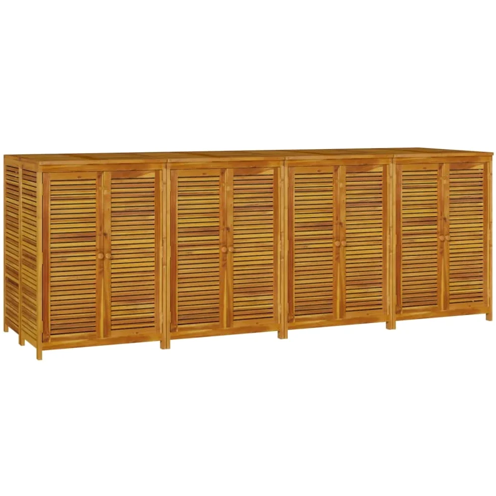 Gartenbox aus Massivholz Akazie 280x87x104 cm mit wasserfesten Innenbeuteln und Türen für Stauraum Aufbewahrungslösung dekorative Ergänzung Wohnraum robust langlebig