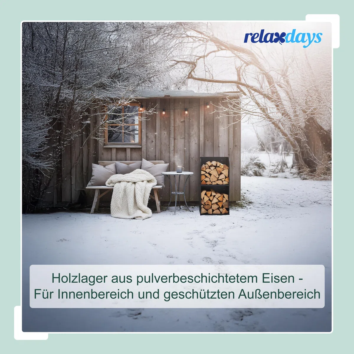 Relaxdays Kaminholzregal, HBT 80x40x30 cm, 2 Fächer, Brennholzregal für Feuerholz, Stapelholz, Brennholz, Eisen, schwarz