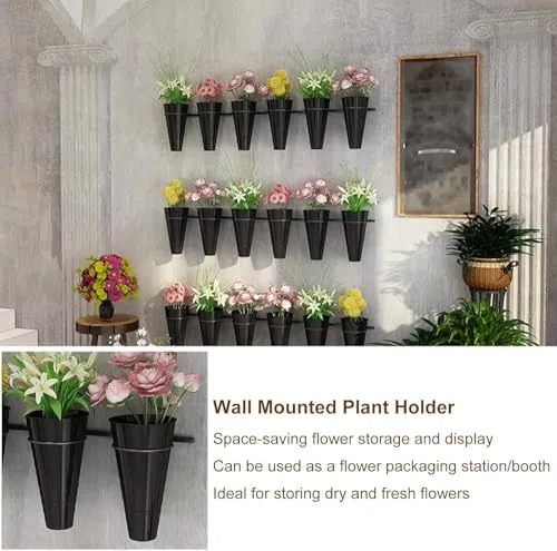 Generisch Wall Mounted Flower Display Stand - Decorative Indoor/Outdoor Plant Holder - Plastic Floral Container Rack for Home & Garden Decor - Modern Vertical Plant Shelf