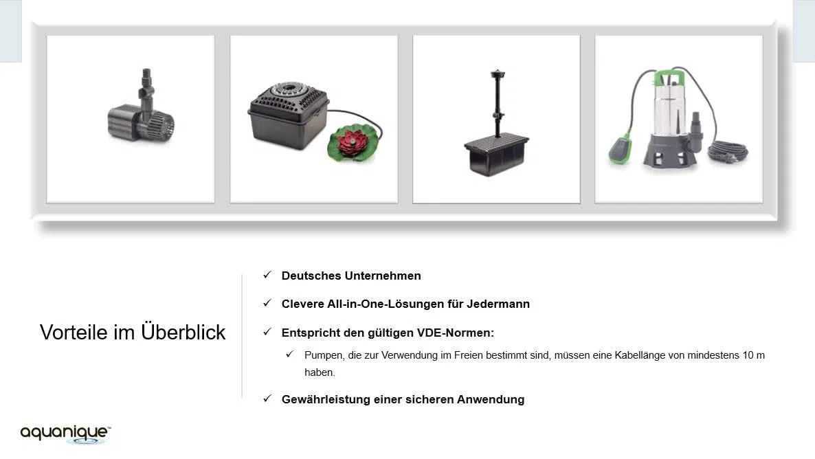 Teichpumpe PP 9000 (9000 l/h) | Filterpumpe/Bachlaufpumpe | Gartenteiche, Bachlauf, Wasserlauf, Wasserfall, Springbrunnen