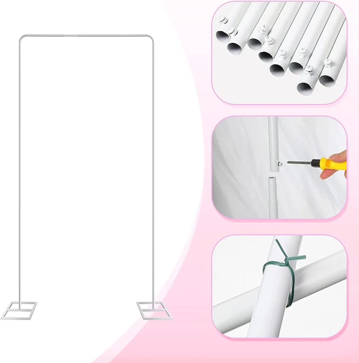 Hochzeitsbogenständer mit Sockeln, Metallgartenlaube, Hochzeitsbogen, Vorhang, Hochzeiten, Brautzeremonie, Gartenparty, Eventdekoration, einfache Montage