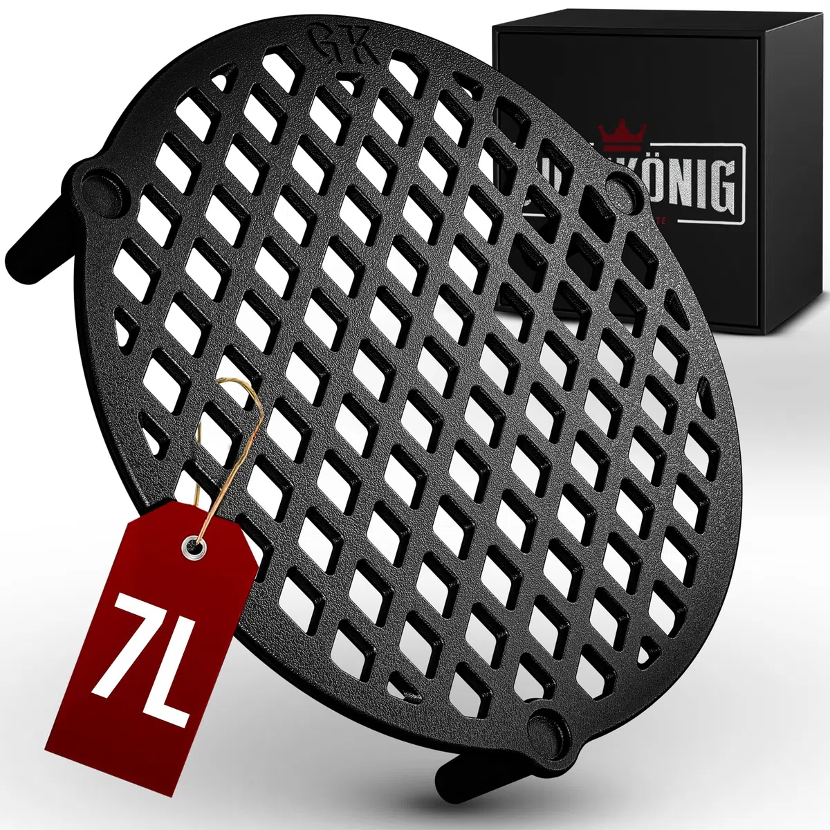 GUSSKÖNIG Gusseisen Stapelrost für 7 Liter Dutch Oven [Ø 22cm] - Einsatz für DutchOven - Staple Grate - Grillrost Dreibein Gusseisen DutchOven Untersetzer - Dutch Oven Zubehör
