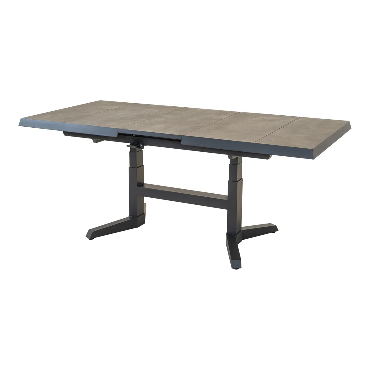 Lesli Living Keramik Ausziehtisch Murcia, Gartentisch, Anthrazit | Ausziehbar 143 auf 183 x 88 cm, Stufenlos Höhenverstellbar H 54-74 cm, Keramikplatte, Wetterfest, Outdoor