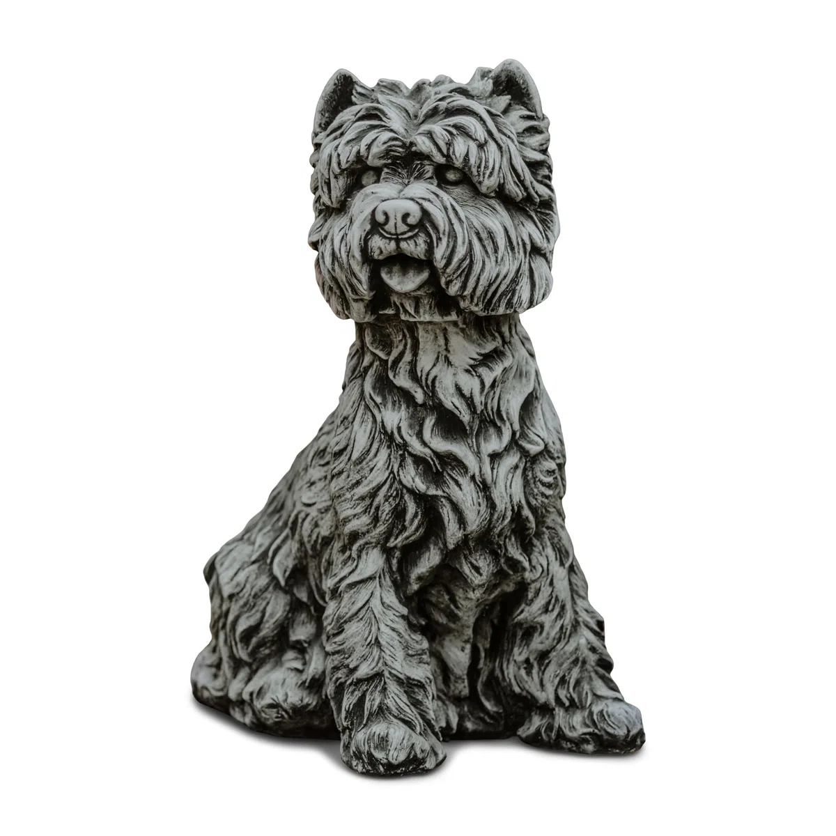 gartendekoparadies.de Westi West Highland White Terrier Statue Gartenfigur aus Steinguss, 45 cm, Wetterfest, Grau, 20 kg