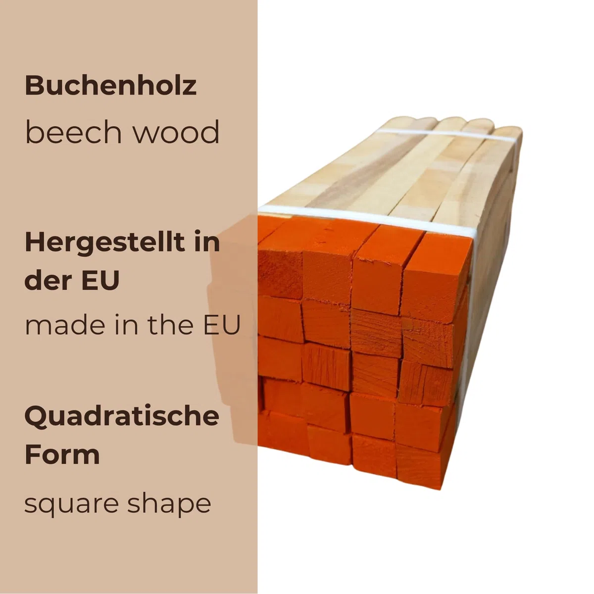 50 Stück Holzpfähle aus Buche Rot Lackierter Spitze Quadratisch Längen 40 cm Markierungspfosten Holz Robuste Holzpflöcke Pflanzstäbe Zaunpfosten Vermessungspfosten 25 mm x 25 mm