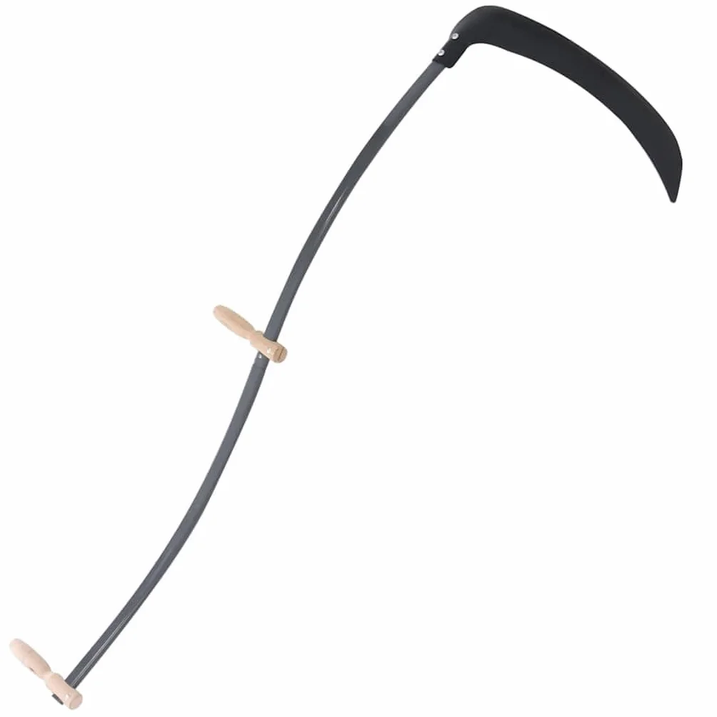 Mangloder Sense mit Schleifstein, Stahlblatt 59 cm, Holzgriffe, 145 cm Stiellänge, für Rasenpflege, Gartenarbeit, Unkrautschneider, Rasentrimmer, Freischneider, Kantenschneider, Wiese und Hof