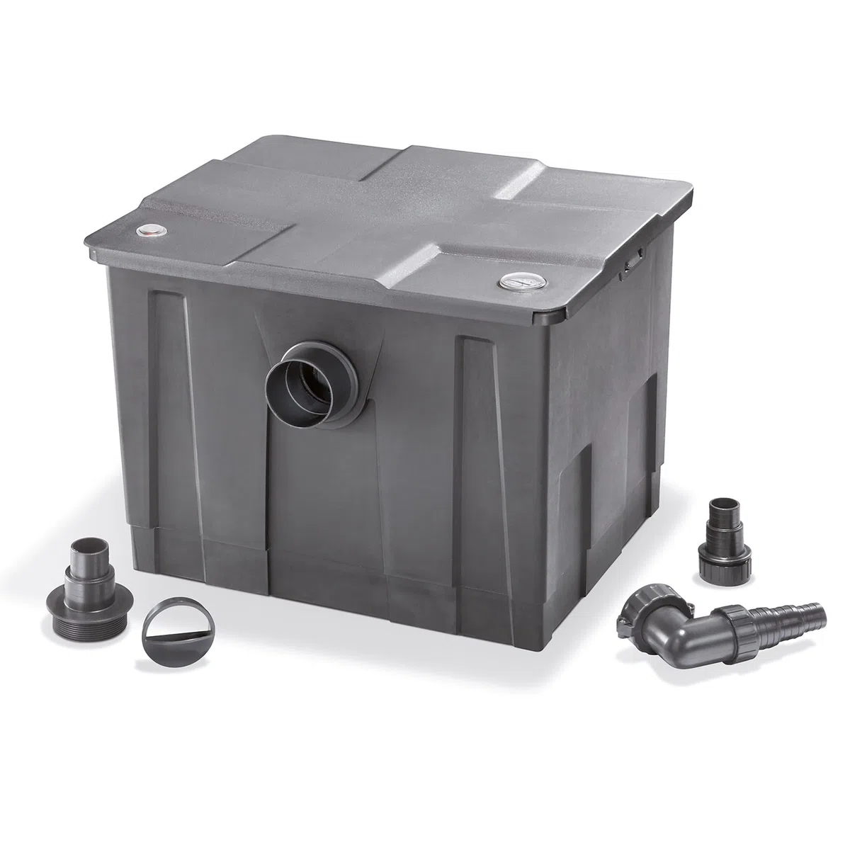 esotec BioFilter ES350 Teichfilter Box, 4 Stufen Filtersystem, Filtermaterial inklusive, bis 12000l Wasservolumen, Bio-Filterbälle Durchlauffilter, Außenfilter Filteranlage 8000 l/h, 101090