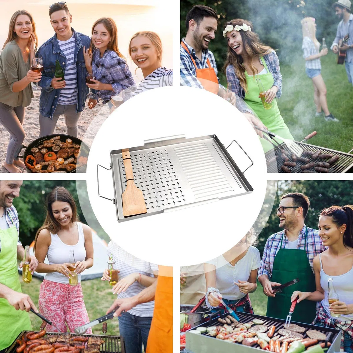 Grillplatte Grill-Kochutensilien | BBQ-Platte Fleisch Meeresfrüchte Edelstahl Utensilien Werkzeuge für Innenküche, Outdoor Picknick, Barbecue, Indoor und