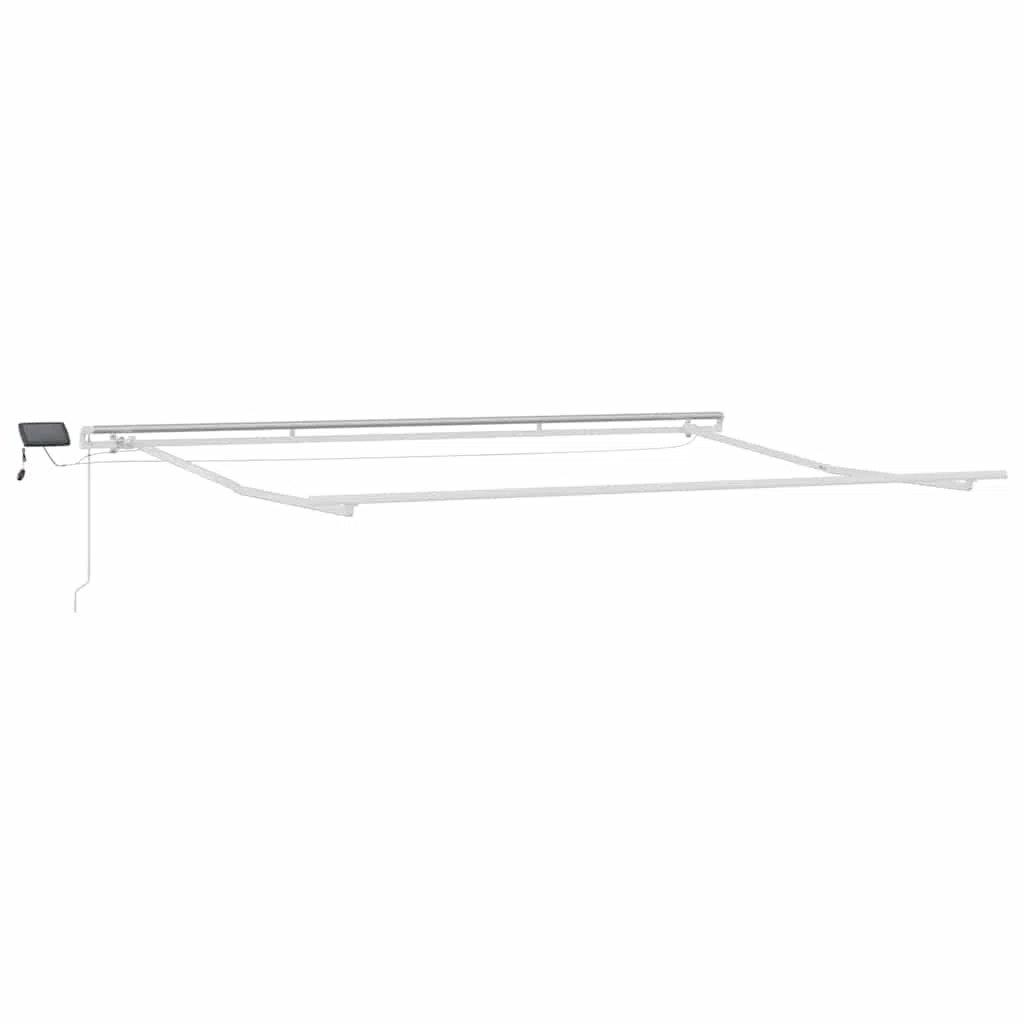 Markise manuell mit LED Beleuchtung, wasserfester UV-Schutz aus Polyester, 400x300 cm, wetterfest, ausfahrbar mit Kurbel, ideal für Terrasse Balkon Garten, weinrot, Aluminiumrahmen weiß