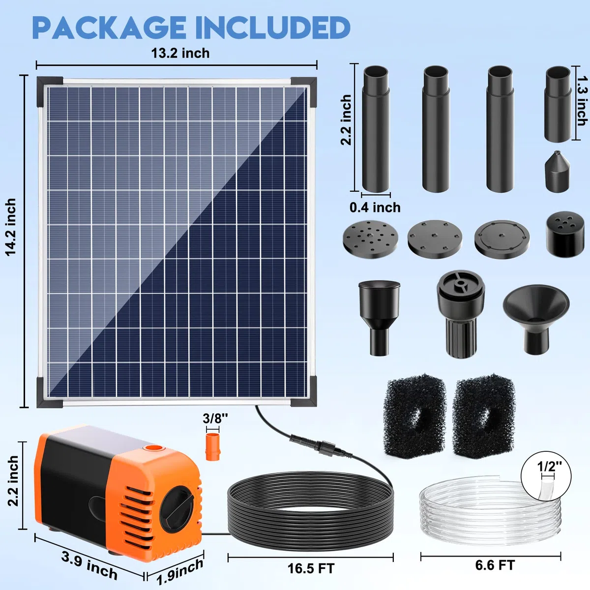 Antfraer 25W Solar Teichpumpe, Solar Wasserbrunnenpumpe mit 410GPH Einstellbarer Durchfluss, Solar Wasserpumpe mit 7 Düsen, 2.0 m Schlauch, Trockenlaufschutz für Garten, Teich, Wasserfall, Brunnen