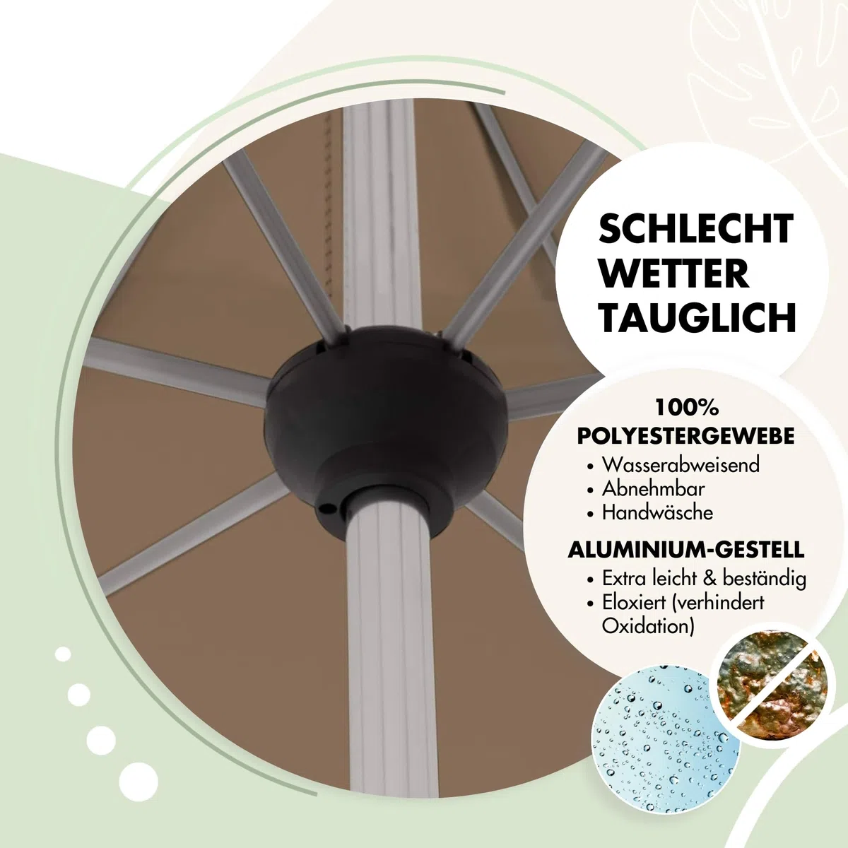 Doppler Sonnenschirm für den Garten SL-AZ Auto Tilt 330 cm Fresh Green I Gartenschirm knickbar I Kurbelschirm mit UV-Schutz 80+ I Kurbelschirm aus Aluminium I regenabweisendes Polyester-Schirmdach