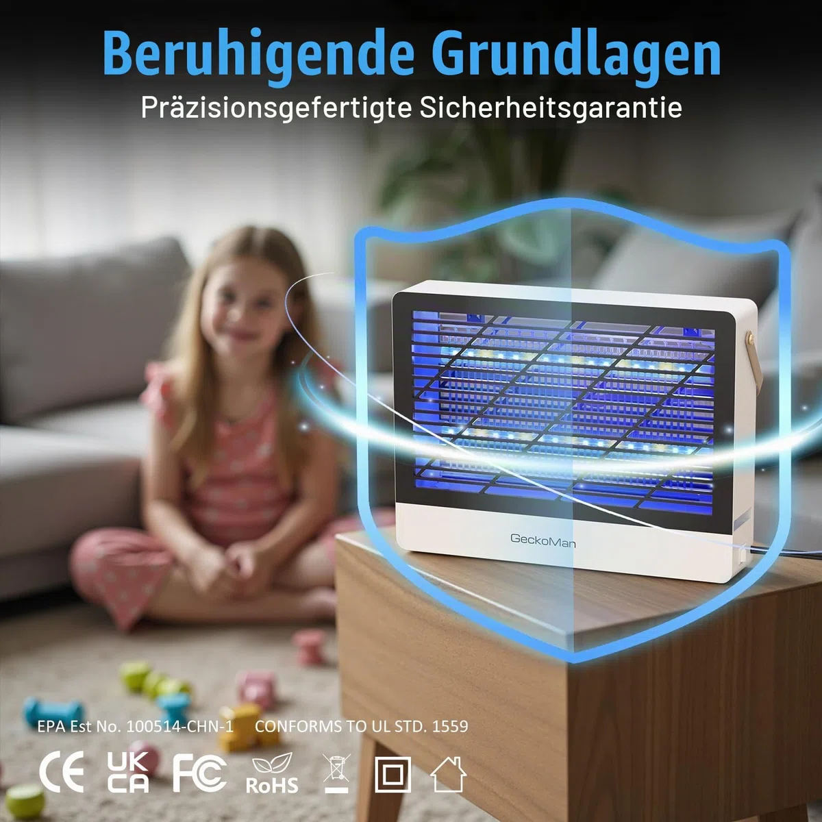 GeckoMan 2PK LED Hybrid Spektrum Insektenvernichter Elektrisch Fliegenfalle | LED-Lampen, Energiesparend, Lange Lebensdauer, Hybrid-Spektrum, Innenbereich, Mückenfalle, Mückenlampe, Innen, Max-Attrakt