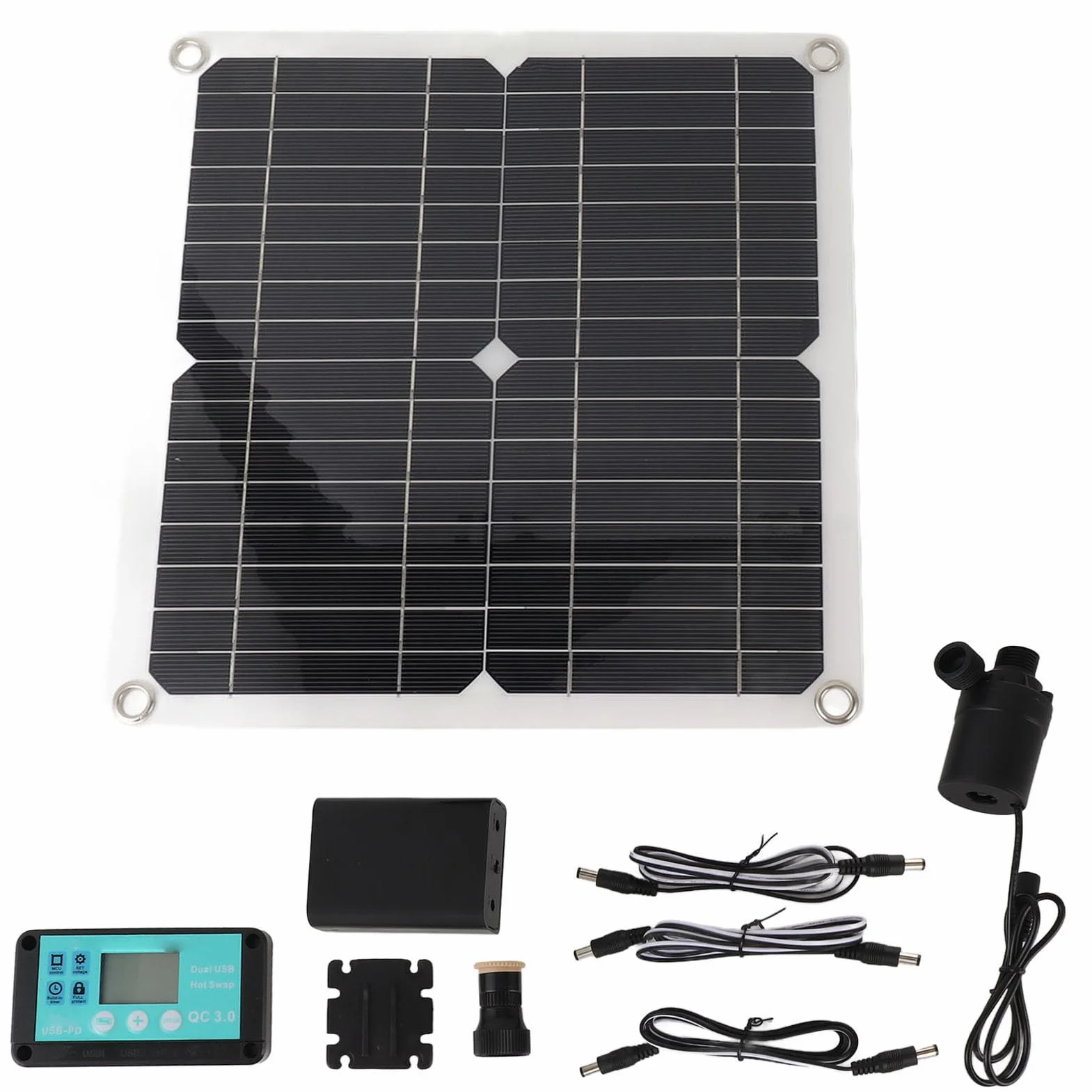 Solar-Wasserpumpen-Set mit Zeitsteuerung, Solarbetriebene Wasserpumpe, Tauchpumpe, 50 W Solarpanel für Gartendekoration, Pool, Vogelbad