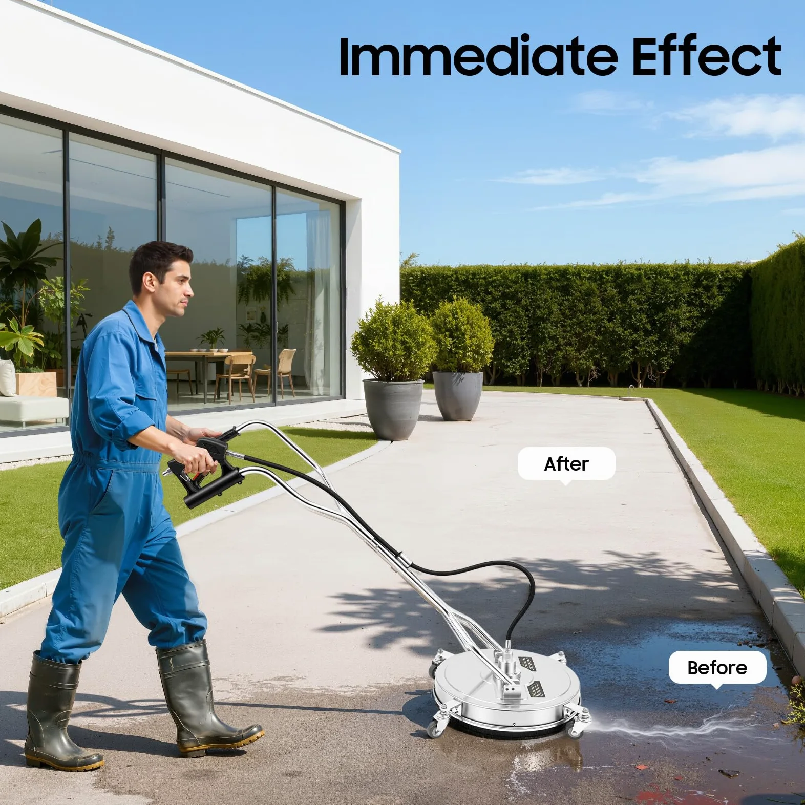 4500PSI Flächen- Bodenreiniger, 167cm Terrassenreiniger, Hochdruckreiniger, Profi Flächenreiniger mit 4 Wheels & 1 Hose 6.6 GPM, Bodenwäscher 65.7", für Steinböden und Innenhöfe