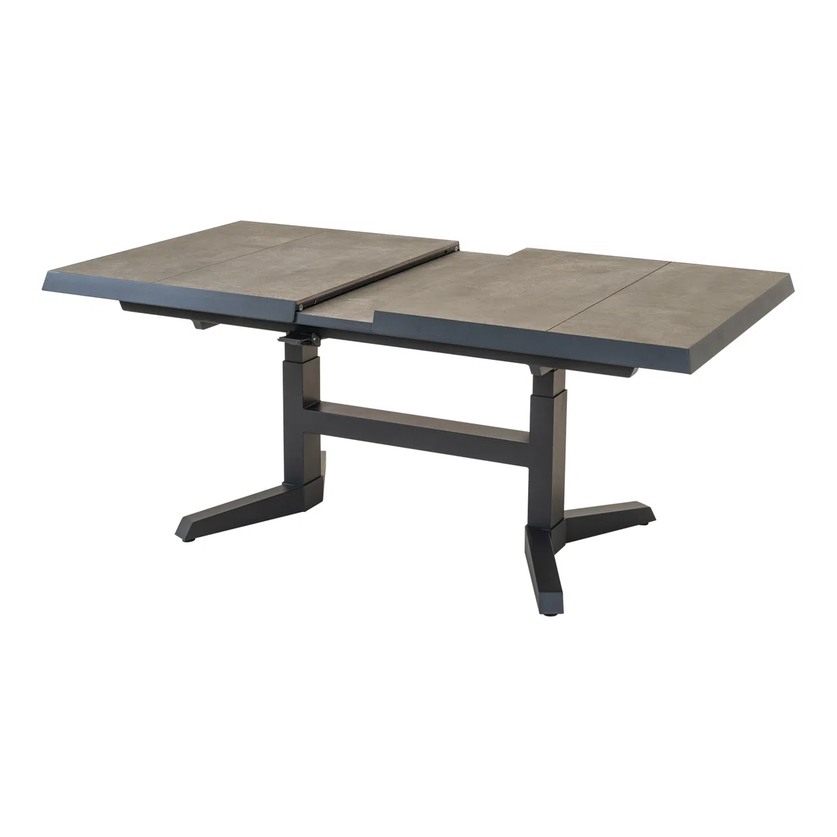 Lesli Living Keramik Ausziehtisch Murcia, Gartentisch, Anthrazit | Ausziehbar 143 auf 183 x 88 cm, Stufenlos Höhenverstellbar H 54-74 cm, Keramikplatte, Wetterfest, Outdoor