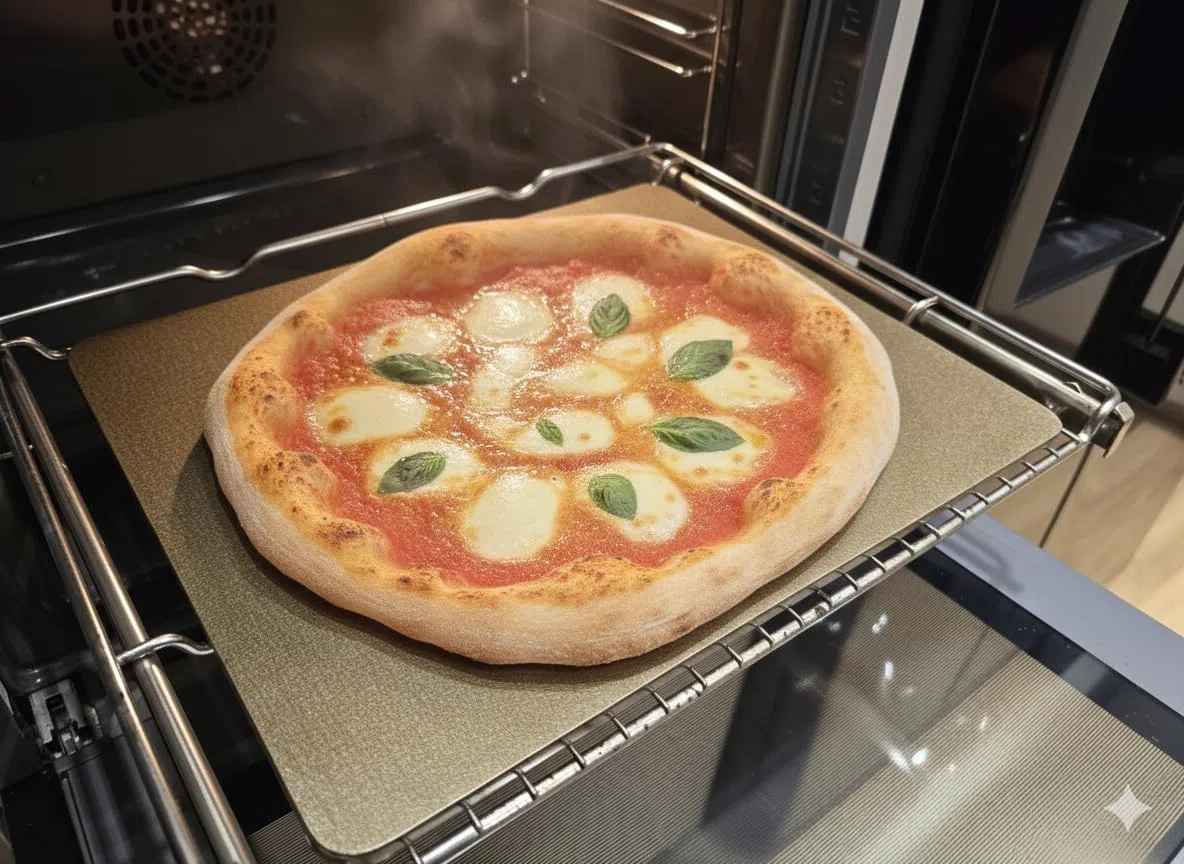 Backstahl für Pizza und Brot 38 x 33 cm / 8 mm Stärke. Premium Pizzastein aus hochwertigem Stahl. Pizzabackstahl für Backofen und Grill. Keine scharfen Kanten